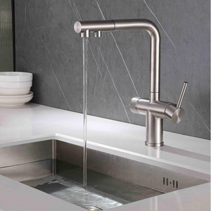 Robinet de cuisine monocommande moderne en acier inoxydable chromé, à montage sur plan, eau froide, mitigeur monotrou, cartouche céramique - Product Image 4