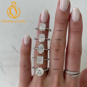 Bagues de luxe personnalisées en or massif 14K 18K plaqué rhodium, <span class=keywords><strong>diamant</strong></span> de laboratoire certifié IGI taille radiant 1ct 2ct 3ct 5ct - Product Image 2