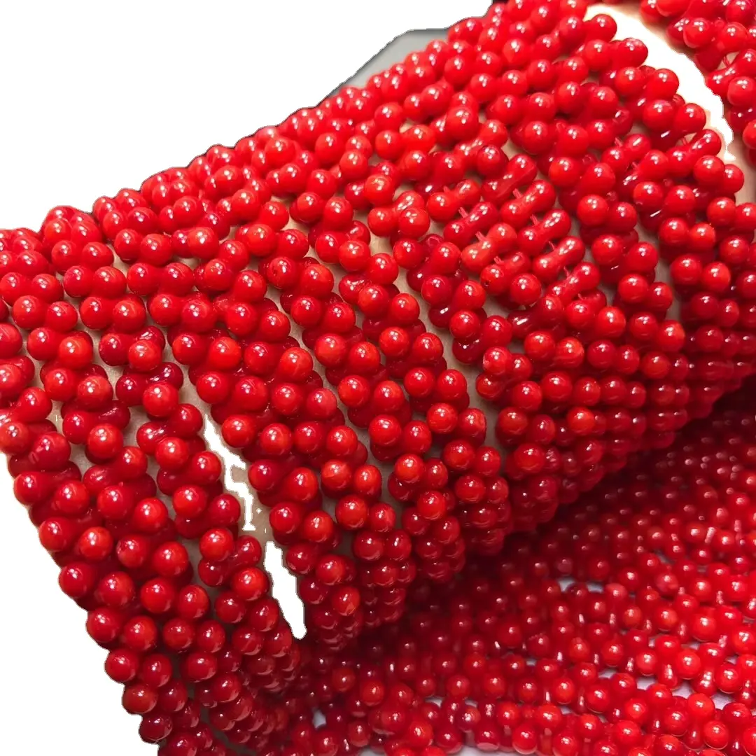 Perles naturelles de corail en os de coquille rouge pour la fabrication de bijoux