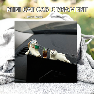 Décorations mignonnes en résine pour l'intérieur de la voiture, figurines de chat miniatures, accessoires pour tableau de bord et rétroviseur de voiture - Product Image 2