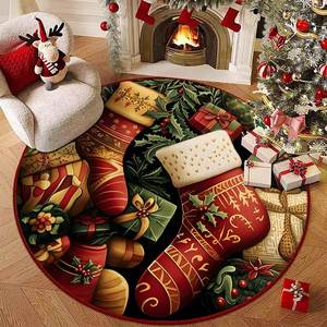 Simpatico cartone animato stampato bassotto Corgi gonna albero di natale retrò rosso tappeto corto di peluche - Product Image 4