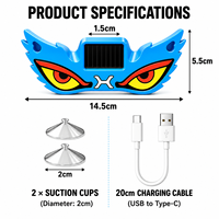 Lumière de fenêtre arrière de voiture Solar Demon Eye, lumière ambiante LED sans fil, capteur de lumière automatique, nouvelle lumière décorative universelle à stroboscope, type C