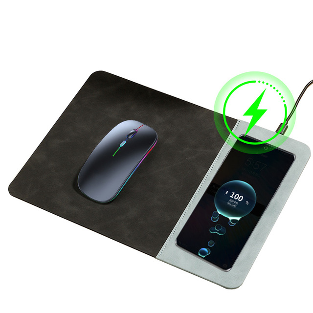 Gaming Mouse Pad with Wireless Charging PU Leather Anti-Slip Advertising Mouse Pad
