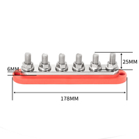 Barre omnibus 300A 12V pour voiture, bloc de distribution d'alimentation CC avec couvercle, 6x3/8" (M10) bornes à goujons, max 300V CA, barre omnibus audio 48V pour voiture