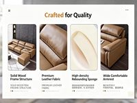 Ensemble de canapé inclinable en cuir marron moderne avec fauteuil individuel, canapé 3 places et ottoman
