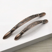 Poignées de tiroir en alliage de zinc bronze rouge de style antique chinois, en forme d'arc, pour armoire et meuble, boutons de meubles vintage