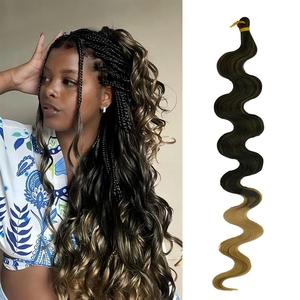 WholesaleAnna Ocean Body Wave Bulk Hair Silky Bounce Extensioni per <span class=keywords><strong>capelli</strong></span> sintetici ondulati resistenti alle alte temperature per trecce all'uncinetto - Product Image 2