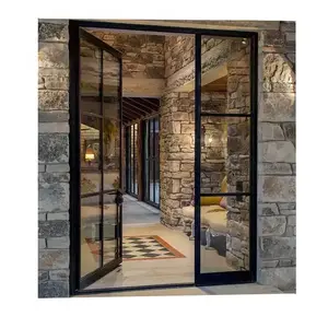 Eksterior kualitas tinggi logam terbuka tunggal besi tempa pintu Prancis untuk villa