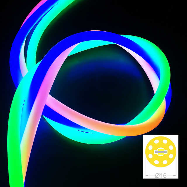 RGB Neon Strip Light 360 Degree Flexible Tube DC24V IP67 Dimmable Copper LED Diffuser Neon Rope Street Decor