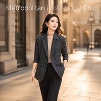 Blazer texturé gris anthracite de haute qualité pour femme, uniforme de travail, coupe ajustée, tenue professionnelle