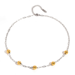 Collier à perles tendance en alliage de zinc, forme de boule, design géométrique, pour femmes, bijoux - Product Image 1
