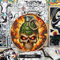 Pièce de monnaie en cuivre pur 999 de 5 oz et 1 oz, style graffiti, impression UV 3D colorée puissante en relief, cadeau créatif, artisanat métallique