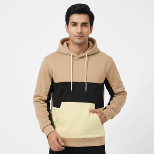 Nouveau sweat à capuche patchwork pour homme, streetwear décontracté pour l'extérieur, sweat à capuche en polaire pour homme, automne hiver, noir - Product Image 1