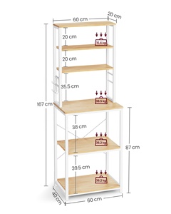 VASAGLE, venta al por mayor, panaderos de estilo moderno con 6 ganchos, estante de marco de acero, estante de 6 niveles para microondas, estante organizador de cocina - Product Image 3