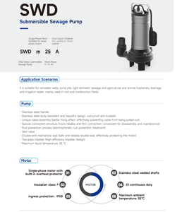 0.55kw 3/4HP thép không gỉ đôi kênh hiệu quả cao chìm nước thải bơm với Float chuyển - Product Image 4
