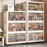 Armoire de rangement pliable sur pied de 40-80 cm de large, étagère multi-niveaux, unité de rangement en plastique sans assemblage, pour balcon, bébé, enfants