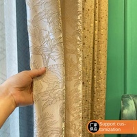 Tela de Cortina Jacquard con Hilo Dorado en Relieve, Estilo Francés de Lujo, para Dormitorio, Cortinas Modernas de Lujo para Sala de Estar
