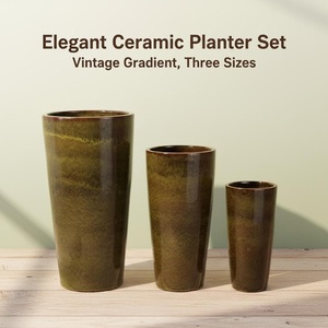 Maceta Grande de Cerámica con Acabado Esmaltado, Duradera, para Suculentas, Uso Interior/Exterior, Jardinería, Hogar - Product Image 5