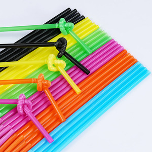 Pajitas de arte desechables de plástico coloridas en forma de codo para bebidas de fiesta - Product Image 1