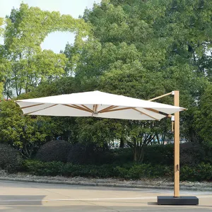 Payung besar mewah, untuk taman teras kolam matahari Aluminium Led payung kantilever payung luar ruangan dengan lampu