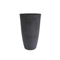 Grand pot de fleurs vertical en plastique PP brun foncé, côtelé, durable, léger, avec trou de drainage, pour extérieur, personnalisation de la couleur, pour la maison