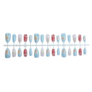 Groothandel 30 Stuks Zomer Oceaan-Stijl Zeester Schelp 3d Epoxy Pers Op Nagels Abs Amandel Luxe Handgemaakte Nagels - Product Image 5