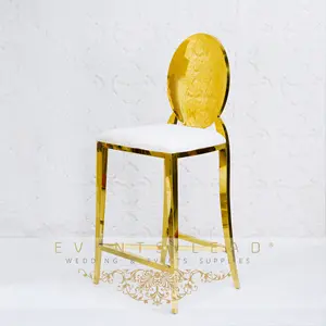 Newest Products Unique Design Rare Special Shape Simple Delicate Stainless Steel Bar Stool for Wedding Party