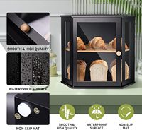 Vitrine transparente à deux niveaux de grande capacité Vitrine d'angle noir et clair Pain/Cookie Toast Holding Storage Box for Food