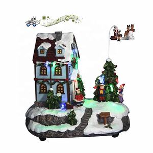 Lampu LED dekorasi rumah desa Natal salju Resin <span class=keywords><strong>Fiber</strong></span> optik lampu LED dengan main skate dekorasi rumah Eclectic untuk penggunaan musiman hadiah memberikan - Product Image 5