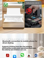 Imprimante thermique portable sans encre A4 mini sans fil pour documents, fabriquée en Chine, batterie 1500 mAh, résolution 203 dpi, USB+BT