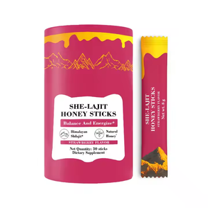 OEM Shilajit HONEY STICKS Miel <span class=keywords><strong>de</strong></span> Shilajit <span class=keywords><strong>de</strong></span> l'Himalaya Biologique Équilibre Hormonal et Énergie Saveur Fraise pour Femmes - Product Image 1