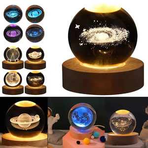 3D Polished Glass Night Lamp Cartoon LED Night Lights Luminous Crystal Ball for Home Decor Desktop Decorations Crystal Crafts
