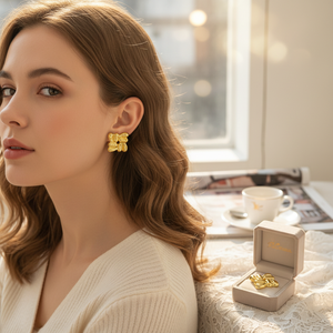 Orecchini minimalisti alla moda in ottone per donne in stile religioso ipoallergenico da indossare quotidianamente e feste - Product Image 3