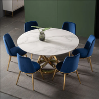 Ensemble de table à manger en marbre moderne et élégant, porcelaine, 6 places, pour hôtel et maison