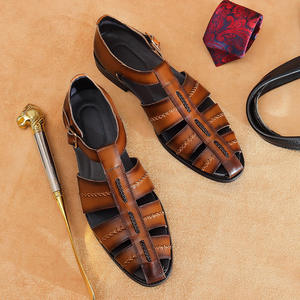 Sandales décontractées à bout carré pour hommes - Chaussures d'extérieur élégantes, légères et respirantes en cuir - Antidérapantes pour toutes les saisons - Product Image 6