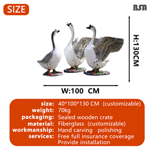 Ornements de modèle de canard d'oie blanche en résine de jardin extérieur Sculptures d'animaux simulés écologiques Décoration de paysage de pelouse de villa - Product Image 4