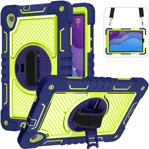 <span class=keywords><strong>Housse</strong></span> de protection <span class=keywords><strong>pour</strong></span> <span class=keywords><strong>tablette</strong></span> <span class=keywords><strong>Lenovo</strong></span> Tab <span class=keywords><strong>M10</strong></span> <span class=keywords><strong>HD</strong></span> Gen2 X306 avec support rotatif, étui en silicone résistant aux chutes avec sangle de main et d'épaule - Product Image 1