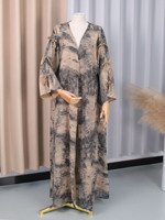 Ensemble Kimono Long Imprimé pour Femme avec Écharpe Assortie, Robe Maxi Florale Ouverte sur le Devant, Modeste, Automne Hiver