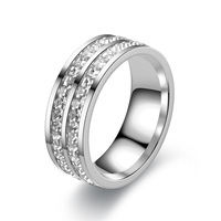 Vente en gros de bagues de couple en acier inoxydable de style moderne, étoiles complètes, diamants carrés en zircon, livraison directe, cadeau, bijoux