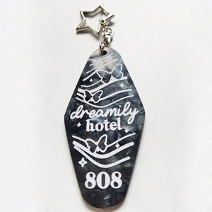 New Custom logo Color Promotional <b>Blank</b> Plastic Retro Vintage Motel Room Hotel <b>Key</b> Chain Glitter Keychains - Product Image 6