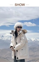 Manteau parka d'hiver pour femme Boying en coton tissé épais avec col en vraie fourrure, fermeture éclair, écologique, anti-plis, décontracté