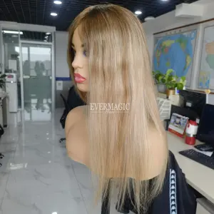 Personalizzato Mono Topper PU intorno Ombre Balayage colore chiaro vergine umano Remy qualità dei capelli radice bionda sostituzione morbida