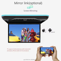 Lecteur MP5 HD 19 pouces pour montage au plafond de voiture, écran TFT/IPS/LCD 1080P, multimédia automobile, moniteur de toit intelligent avec USB/carte TF