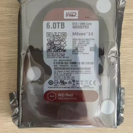 Original New HDD 6TB 3.5inch Red NAS SATA III 64MB Power WD60EFRX