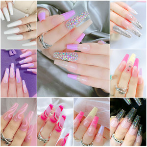 Faux ongles à presser longs style ballerine cercueil, style européen, couvrance totale, pointes d'ongles artificiels à porter, vente en gros - Product Image 6