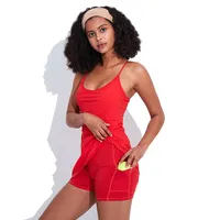 Tùy Chỉnh Cao Eo Knee Length Hai Piece Tennis Váy Set Woman Yoga Cộng Với Kích Thước Chất Lượng Cao Tennis Váy Với Túi