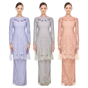 Popular High Quality Silk Long Sleeve Islamic Robe Chiffon Dress Baju Kurung Women Abaya Turban Kvinnor Muslim Clothing