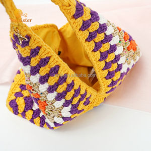 Bohemia Custom <span class=keywords><strong>Boho</strong></span> Handmade Women Fashion Beach Tote Cotton Hand Knit Bento Crochet Handbag - Product Image 6