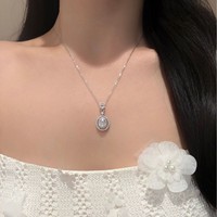 Collar con Colgante de Moissanita Color D, Plata de Ley S925, Joyería Fina para Mujer, Regalo para Bodas y Fiestas