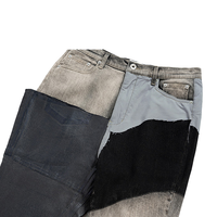 Jeans en denim à motif patchwork de haute qualité Jeans en détresse personnalisés Monkey Wash Jeans droits à logo imprimé pour hommes